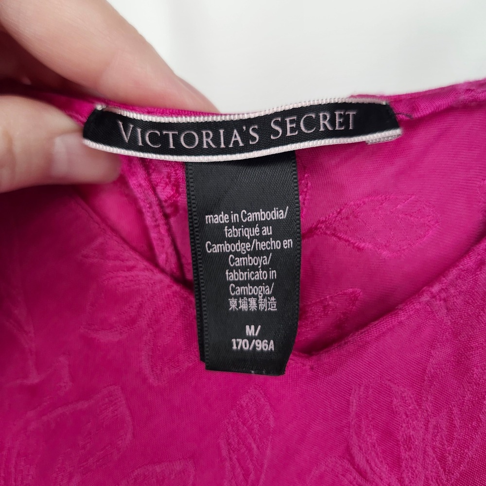 Victoria's Secret Satin Floral Camisole Top Medium Raspberry Pink Coquette - Picture 4 of 7